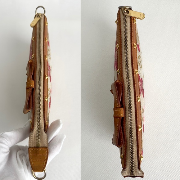 ✨LOUIS VUITTON Murakami Red Monogram Cherry Blossom Pochette Bag (No Strap) - Picture 12 of 16